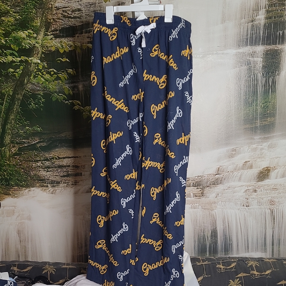 MAD Engine Mens Medium Navy & Gold Grandpa pajama pants